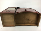 Japanese Wooden Chest of Drawers Vtg 2 Drawers Doors Brown Red T244