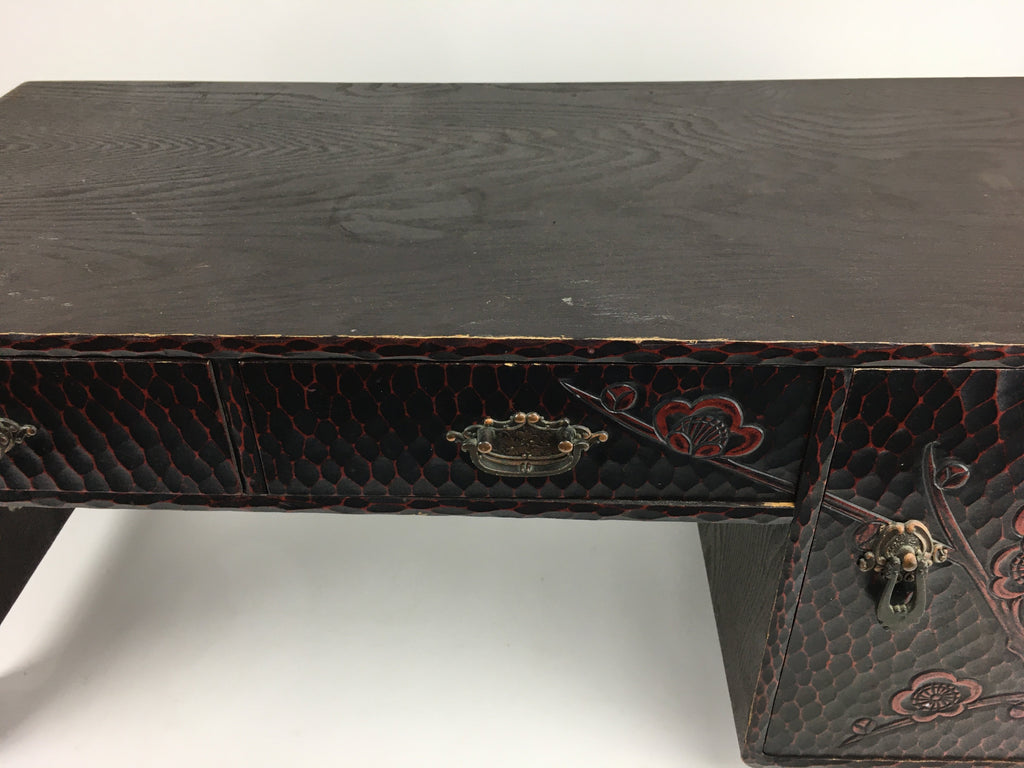 Japanese Wooden Children's Low Desk Kamakura Bori Tansu Style 2 Drawers WT346