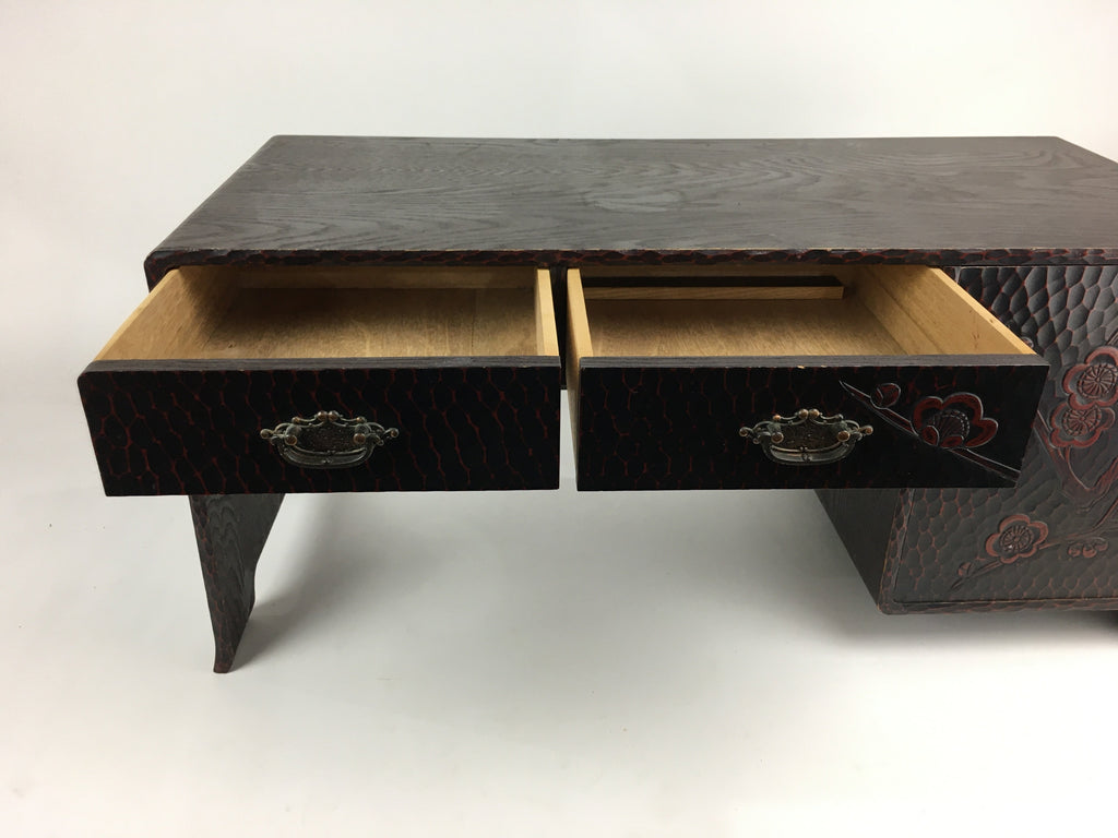 Japanese Wooden Children's Low Desk Kamakura Bori Tansu Style 2 Drawers WT346