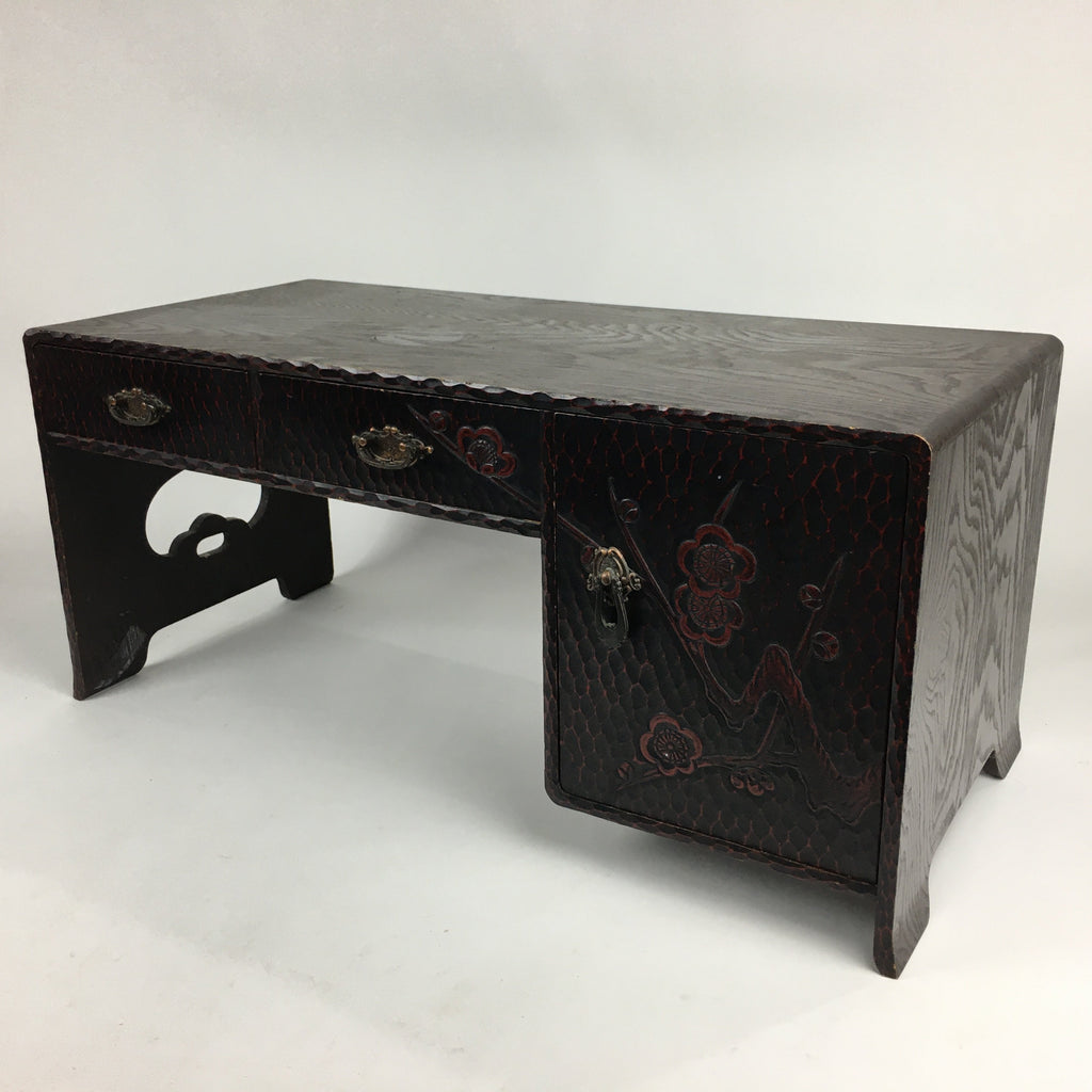 Japanese Wooden Children's Low Desk Kamakura Bori Tansu Style 2 Drawers WT346
