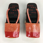 Japanese Wooden Clogs Vtg Lady Lacquered Geta Sandals Kimono Black Red JK203