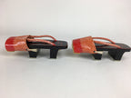 Japanese Wooden Clogs Vtg Lady Lacquered Geta Sandals Kimono Black Red JK203