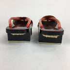 Japanese Wooden Clogs Vtg Lady Lacquered Geta Sandals Kimono Black Red JK203