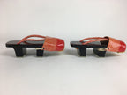 Japanese Wooden Clogs Vtg Lady Lacquered Geta Sandals Kimono Black Red JK203