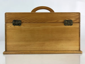 Japanese Wooden Compact Sewing Box Vtg Haribako Chest Tansu T317