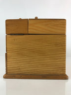 Japanese Wooden Compact Sewing Box Vtg Haribako Chest Tansu T317