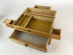 Japanese Wooden Compact Sewing Box Vtg Haribako Chest Tansu T317