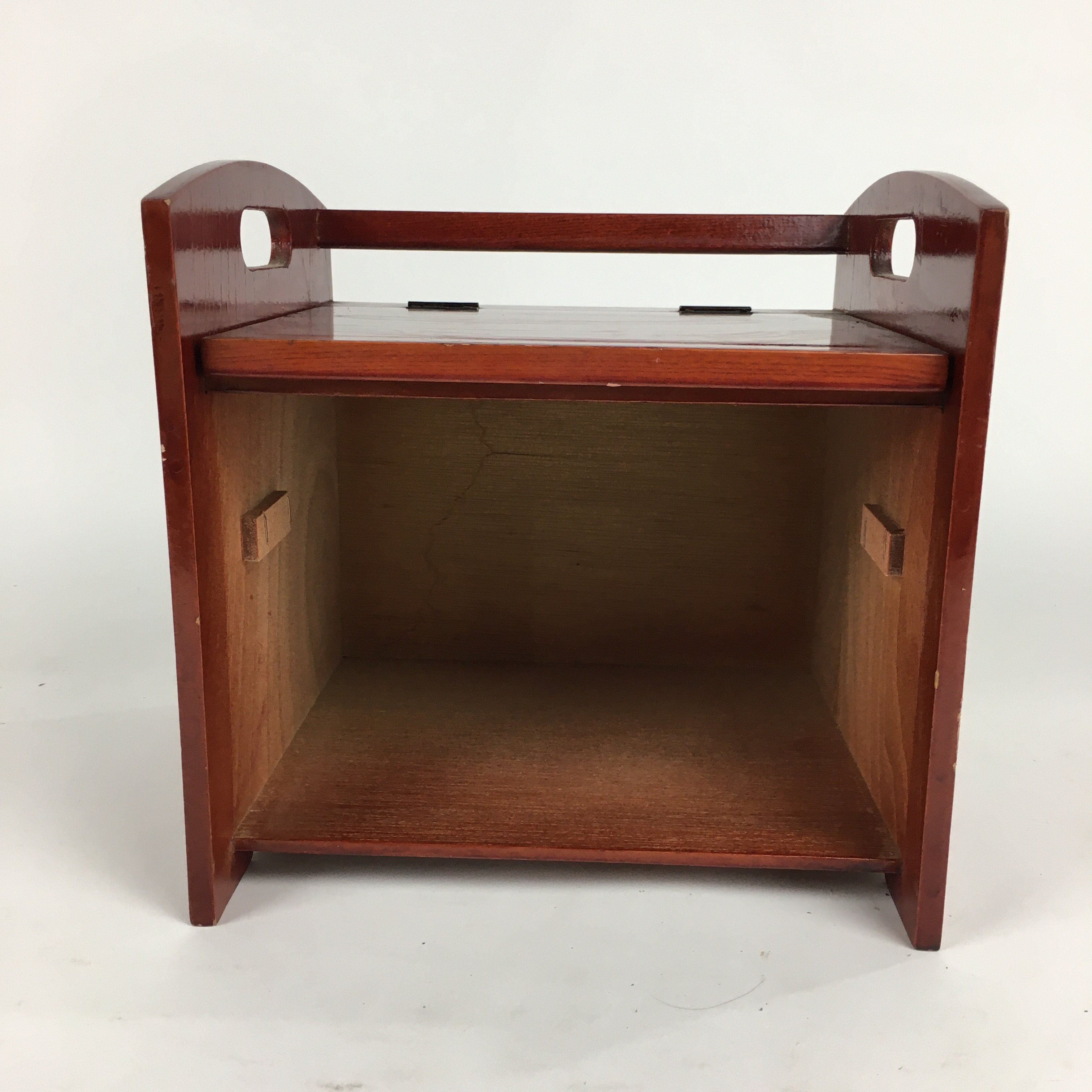 Japanese Wooden Cosmetic Box Vtg Mirror One Drawer Keshobako T263
