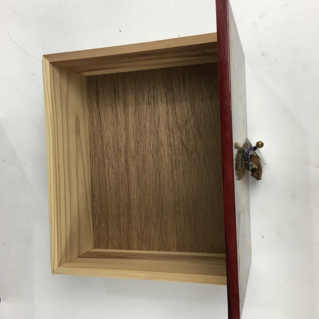 Japanese Wooden Cosmetic Box Vtg Mirror One Drawer Keshobako T263