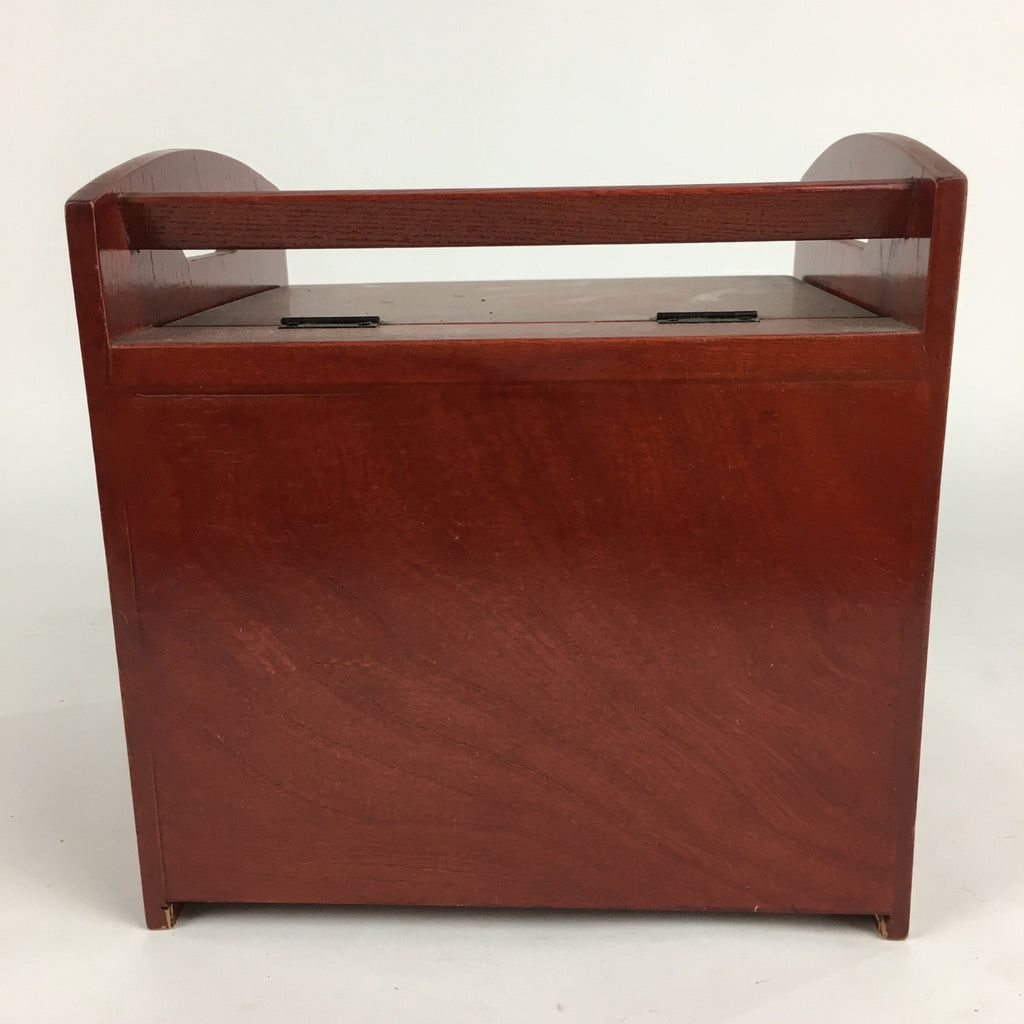 Japanese Wooden Cosmetic Box Vtg Mirror One Drawer Keshobako T263
