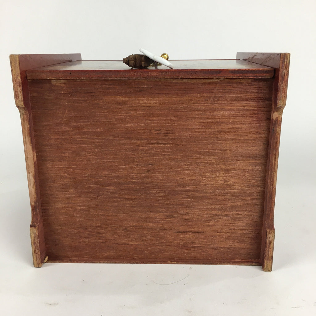 Japanese Wooden Cosmetic Box Vtg Mirror One Drawer Keshobako T263