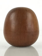Japanese Wooden Dharma Statue Vtg Wood Carving Round Daruma Brown BD845
