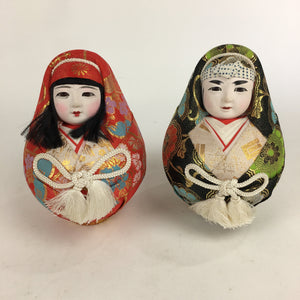 Japanese Wooden Doll Vtg Hime-Daruma Nishiki-Daruma 2pc Statues Set BD, Online Shop