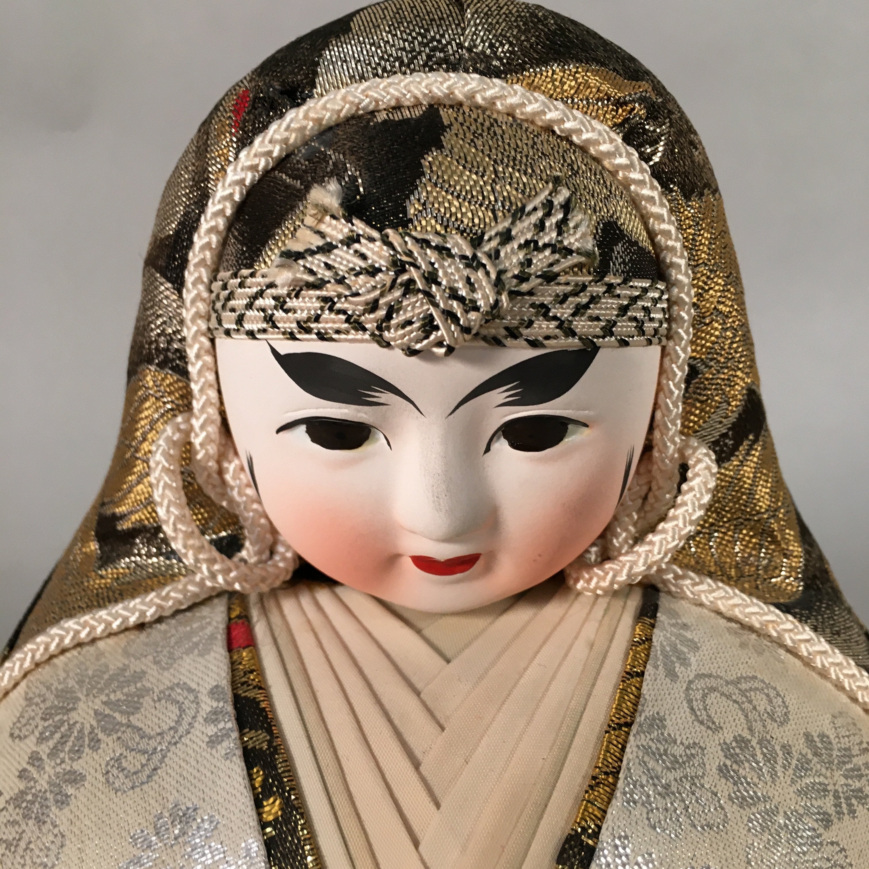 Japanese Wooden Doll Vtg Hime-Daruma Statue Kimono Traditional Craft BD576