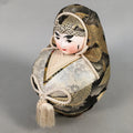 Japanese Wooden Doll Vtg Hime-Daruma Statue Kimono Traditional Craft BD576