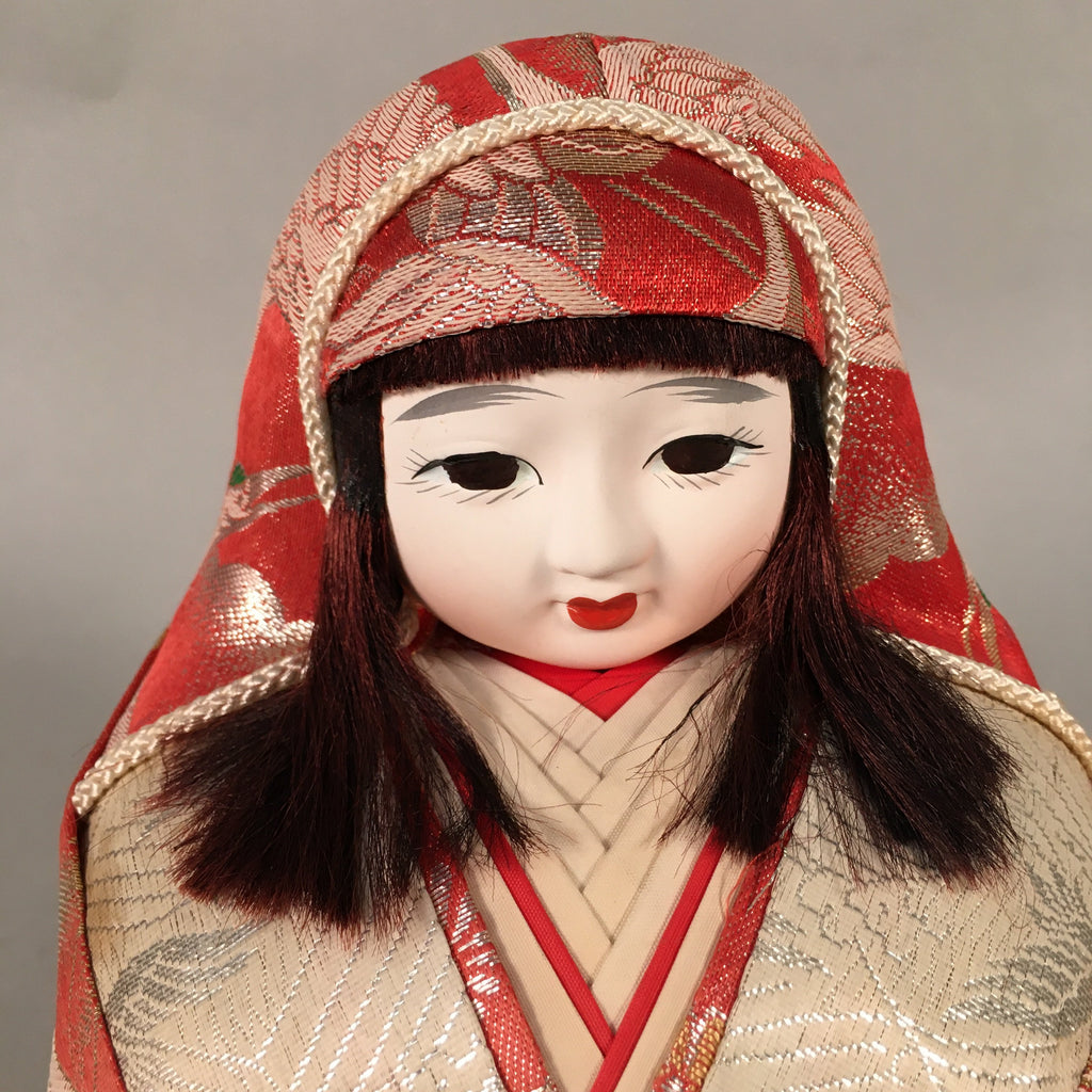 Japanese Wooden Doll Vtg Hime-Daruma Statue Kimono Traditional Craft BD577