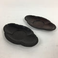 Japanese Wooden Drink Coaster Saucer 2pc Set Vtg Chataku Brown JK269