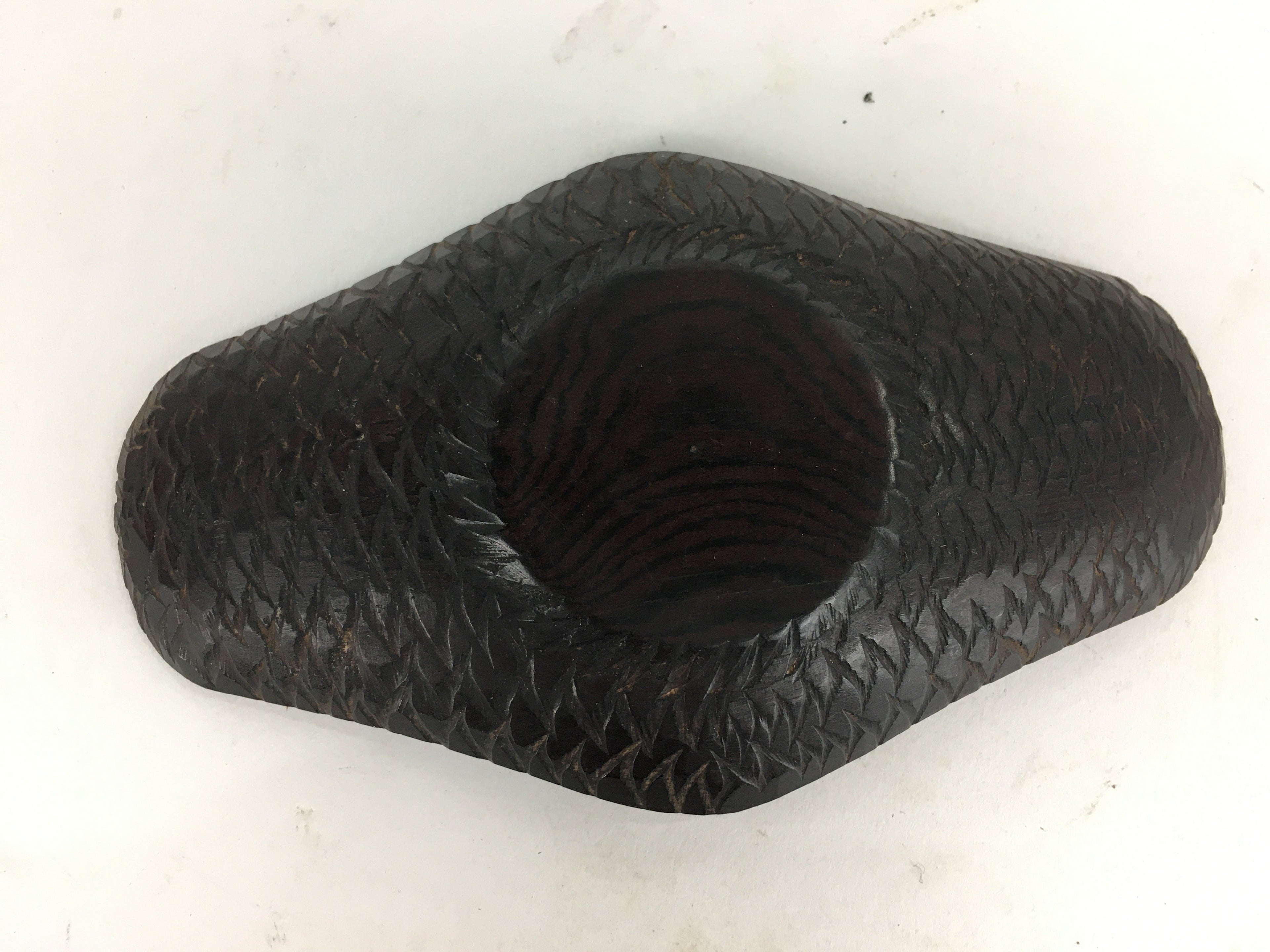 Japanese Wooden Drink Coaster Saucer 4pc Set Vtg Chataku Brown JK268