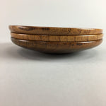 Japanese Wooden Drink Coaster Saucer Vtg Chataku 3pc Natural Grain Brown LW994