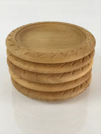Japanese Wooden Drink Saucer 5pc Set Vtg Chataku Coaster Natural Color UR823