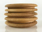 Japanese Wooden Drink Saucer 5pc Set Vtg Chataku Coaster Natural Color UR823