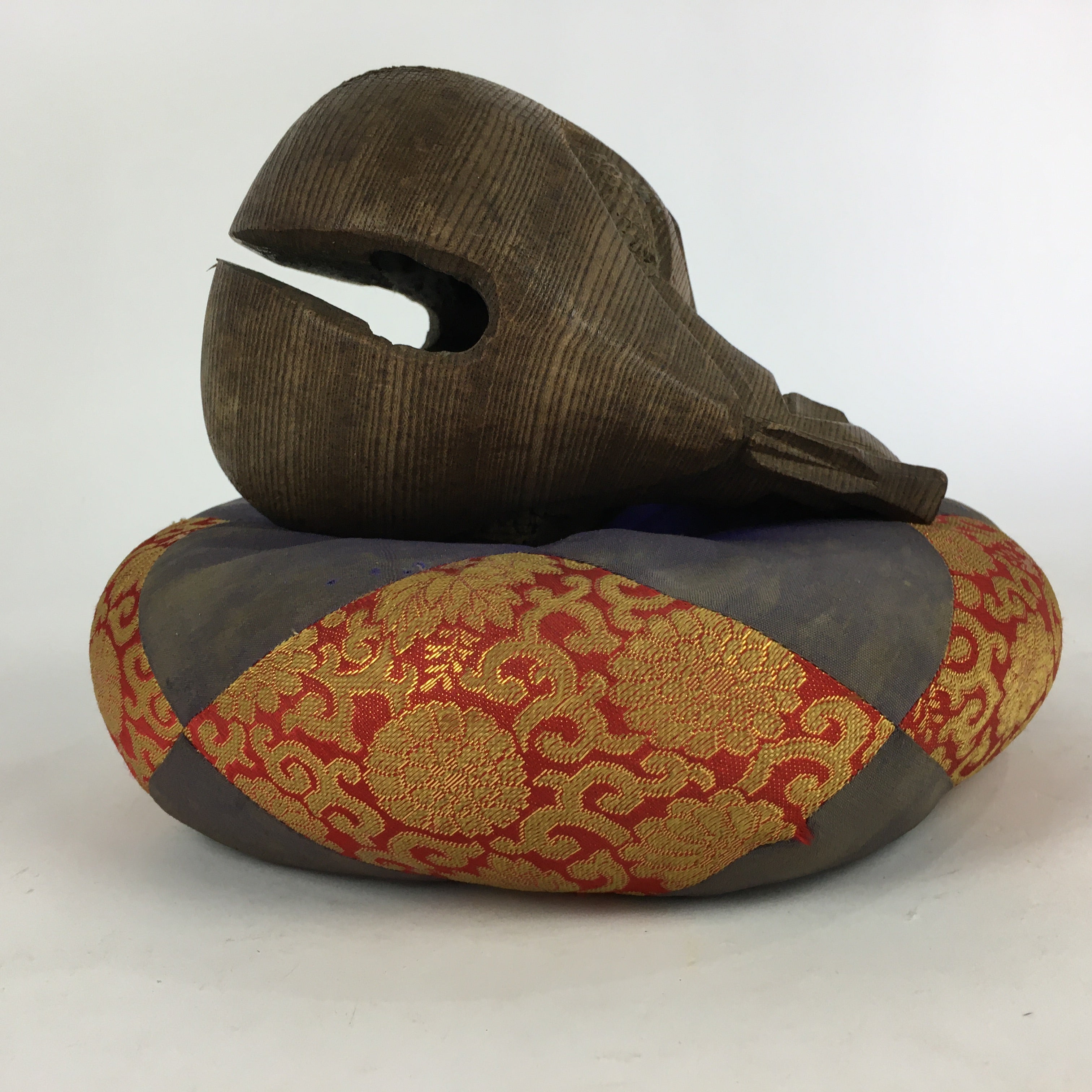 Japanese Wooden Drum Mokugyo Buddhist Altar Fitting Vtg Carving BU730