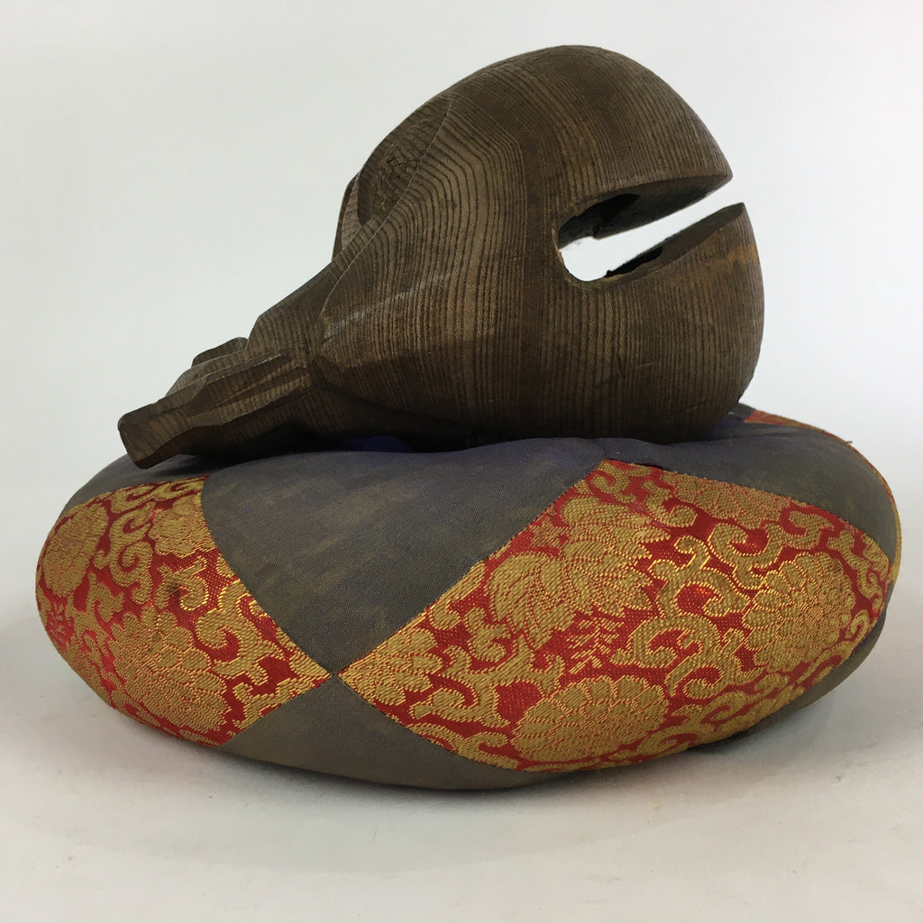 Japanese Wooden Drum Mokugyo Buddhist Altar Fitting Vtg Carving BU730