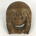 Japanese Wooden Drum Mokugyo Buddhist Altar Fitting Vtg Carving BU730