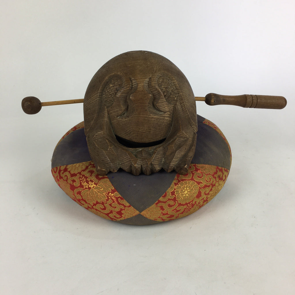 Japanese Wooden Drum Mokugyo Buddhist Altar Fitting Vtg Carving BU730