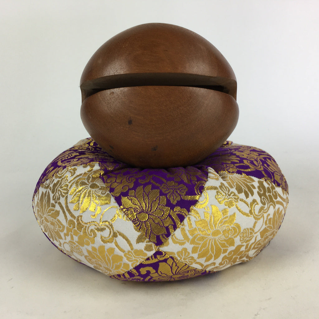 Japanese Wooden Drum Mokugyo Buddhist Altar Fitting Vtg Carving BU732