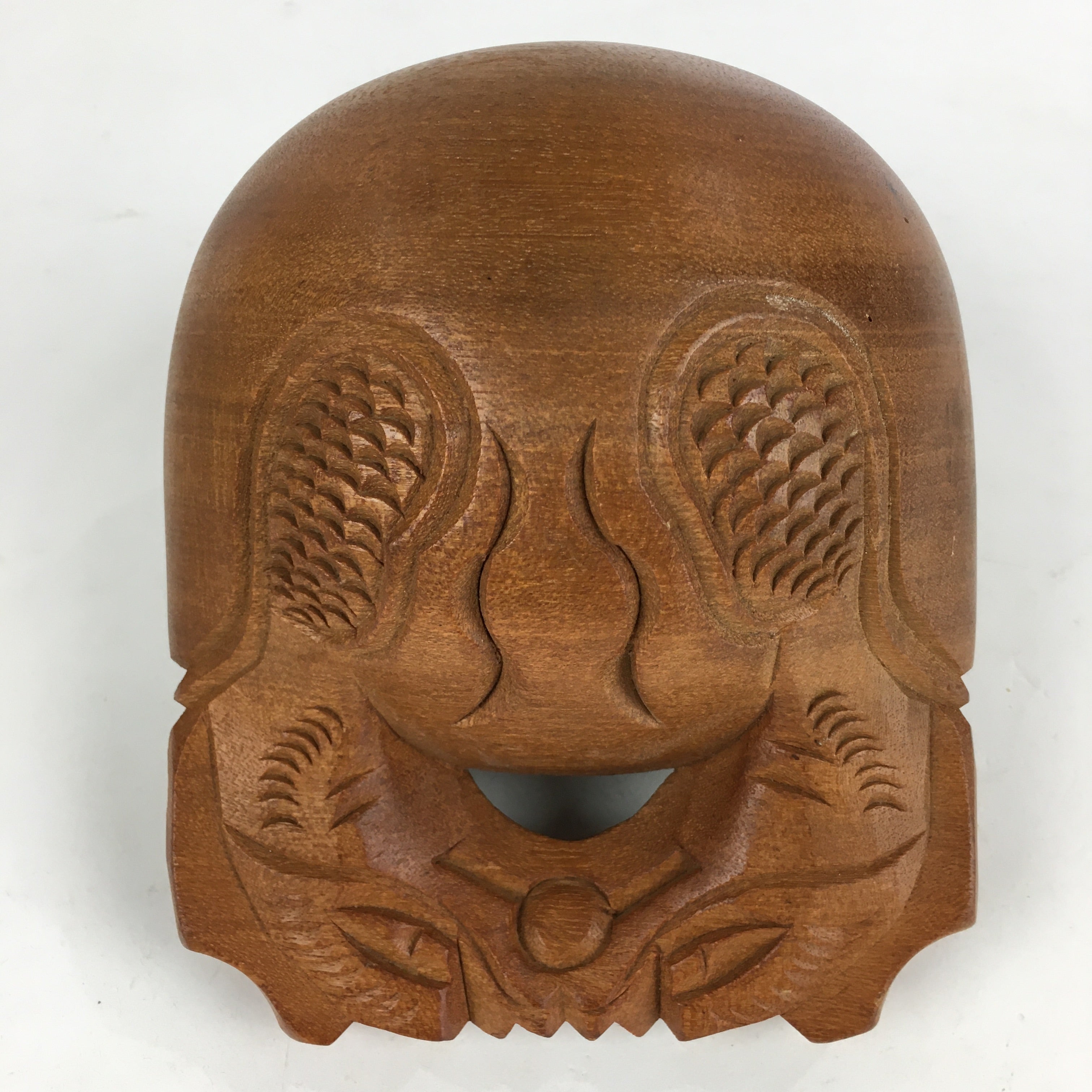 Japanese Wooden Drum Mokugyo Buddhist Altar Fitting Vtg Carving BU732