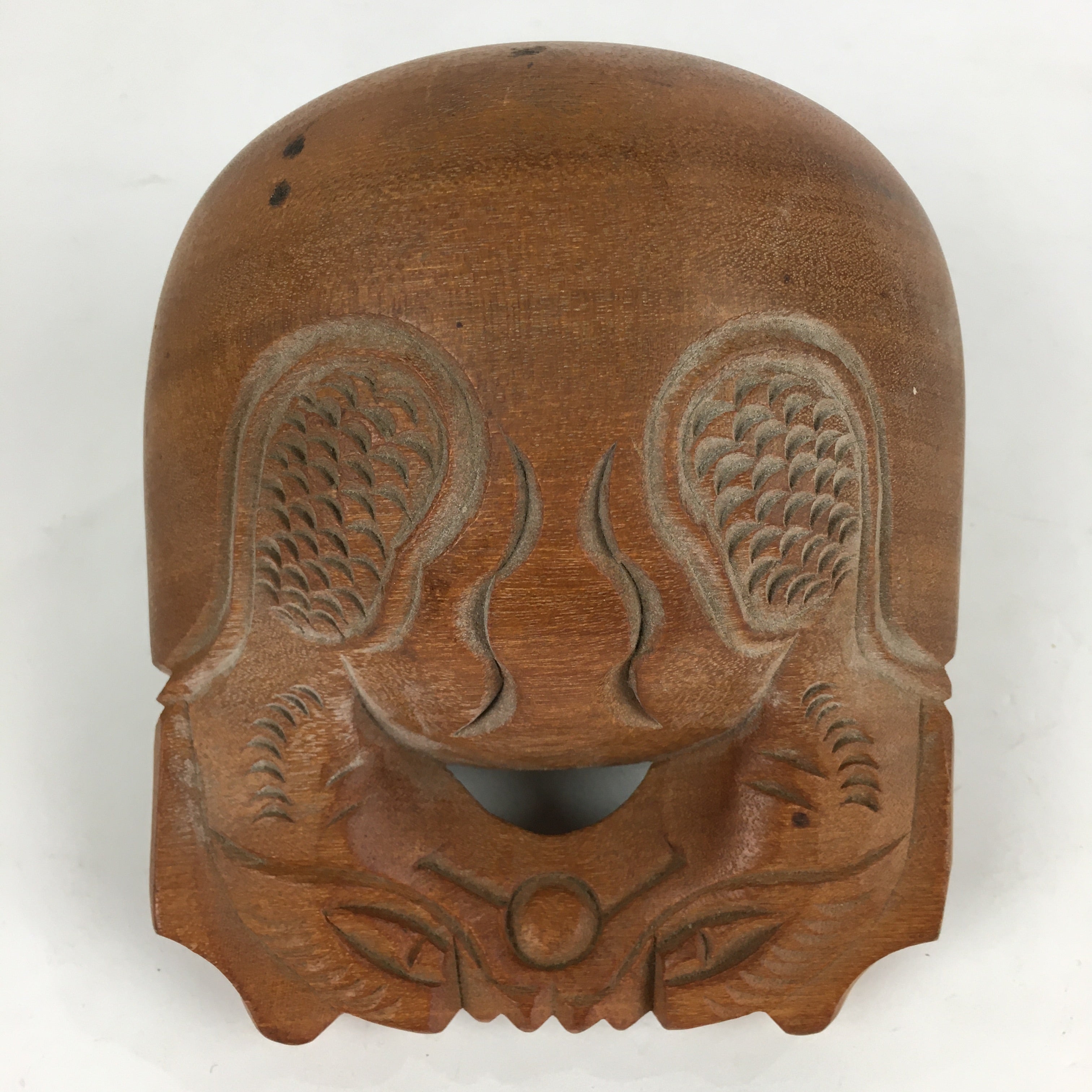 Japanese Wooden Drum Mokugyo Buddhist Altar Fitting Vtg Carving BU732