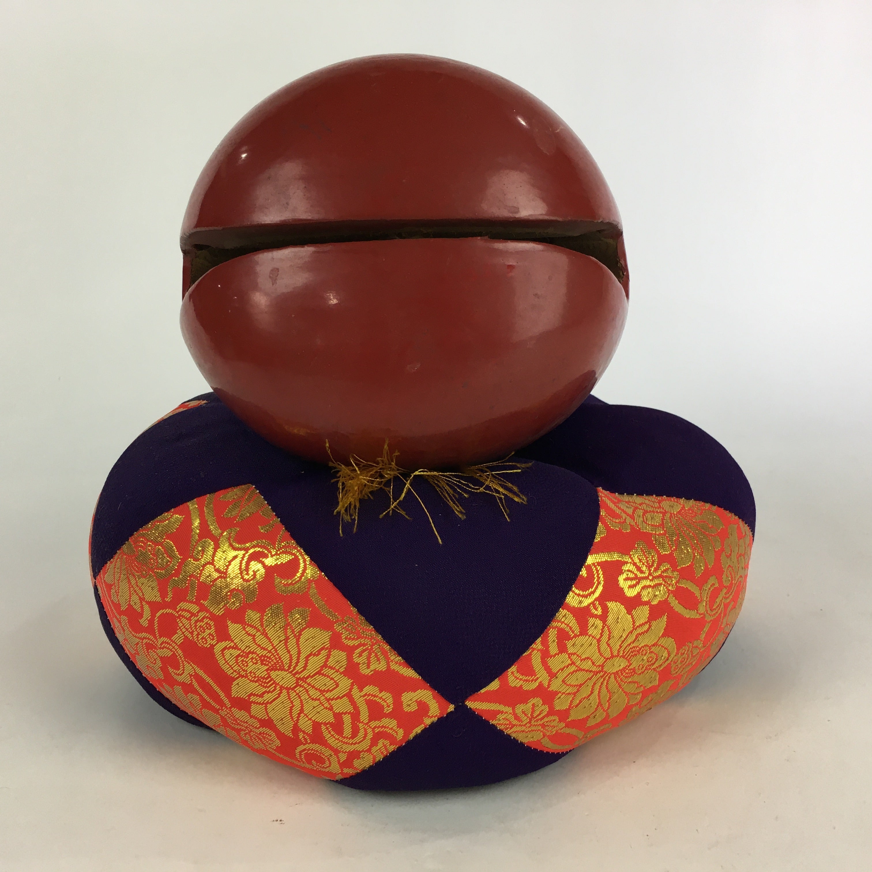 Japanese Wooden Drum Mokugyo Buddhist Altar Fitting Vtg Carving BU733
