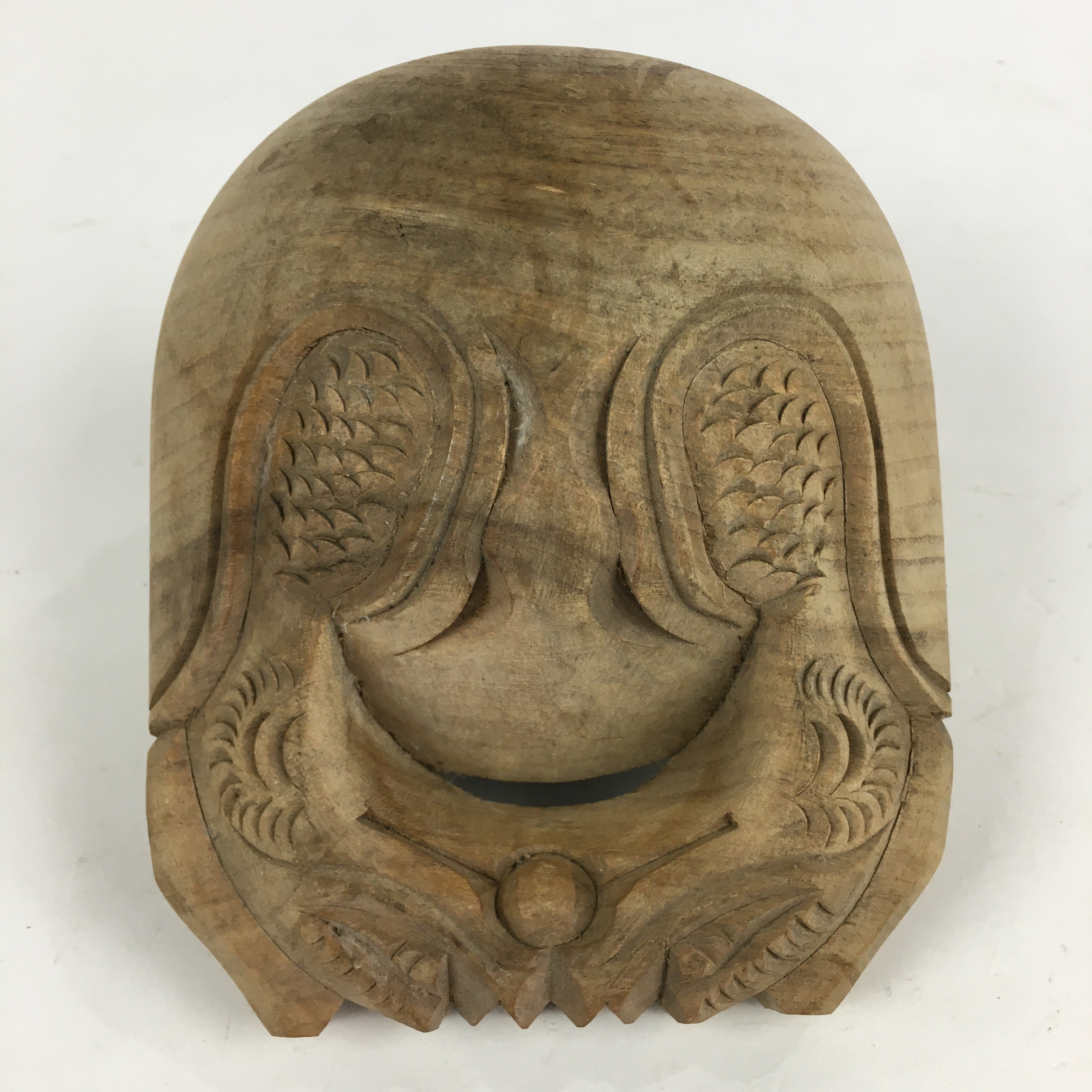 Japanese Wooden Drum Mokugyo Buddhist Altar Fitting Vtg Carving BU734