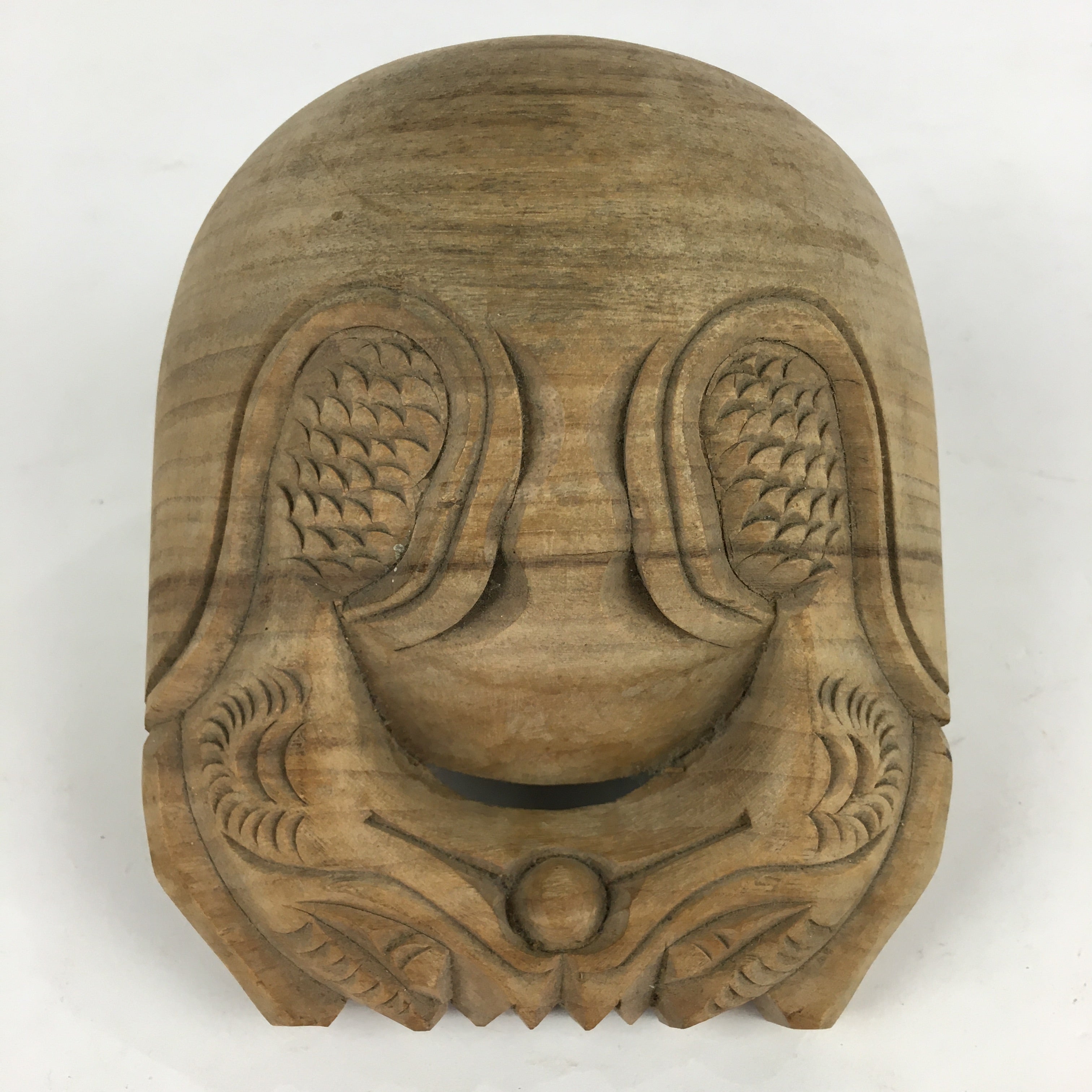 Japanese Wooden Drum Mokugyo Buddhist Altar Fitting Vtg Carving BU734