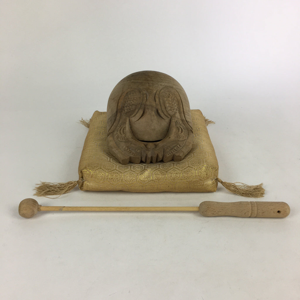 Japanese Wooden Drum Mokugyo Buddhist Altar Fitting Vtg Carving BU734