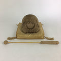 Japanese Wooden Drum Mokugyo Buddhist Altar Fitting Vtg Carving BU734