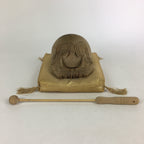 Japanese Wooden Drum Mokugyo Buddhist Altar Fitting Vtg Carving BU734