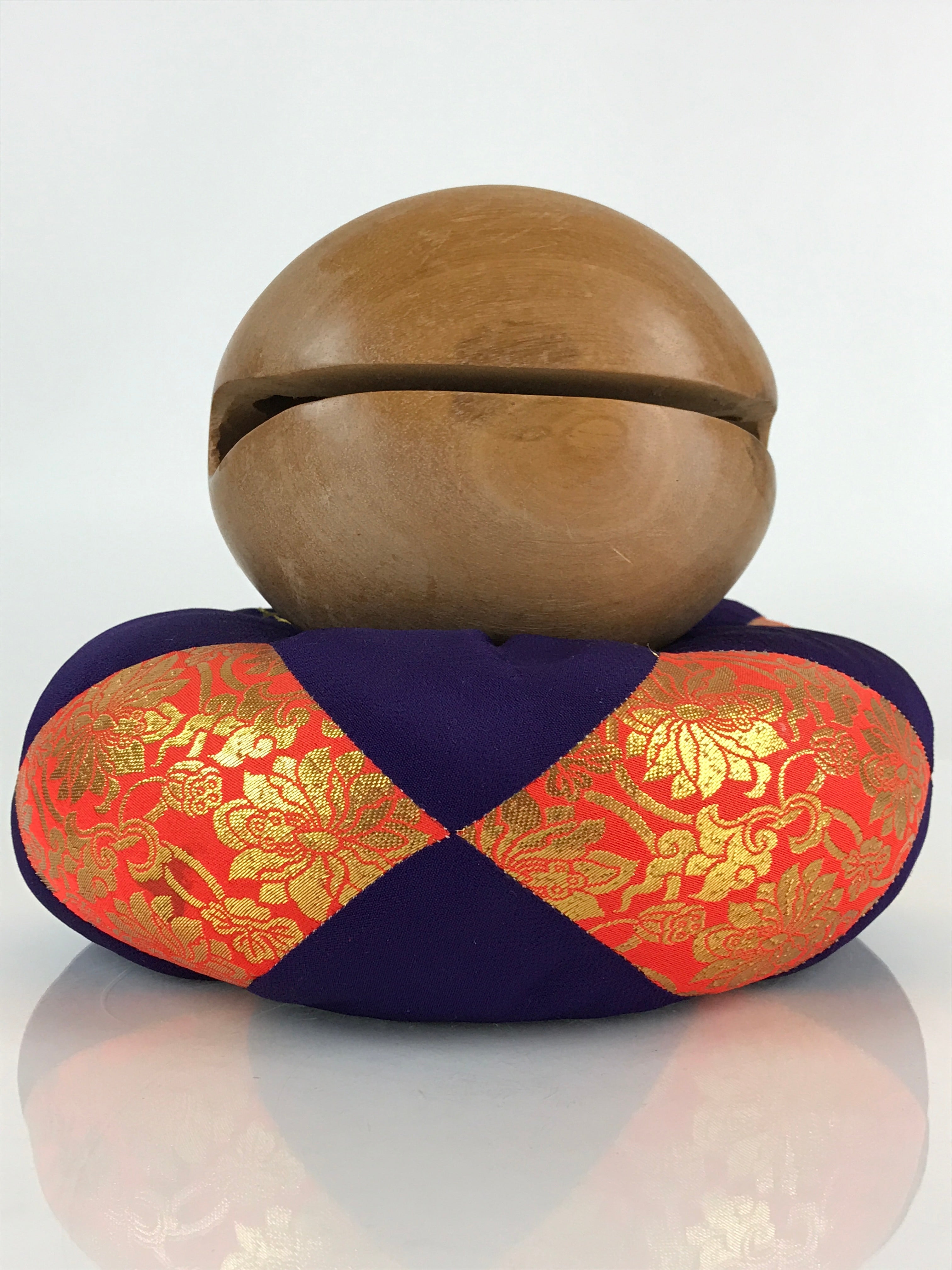 Japanese Wooden Drum Mokugyo Buddhist Altar Fitting Vtg Carving BU815