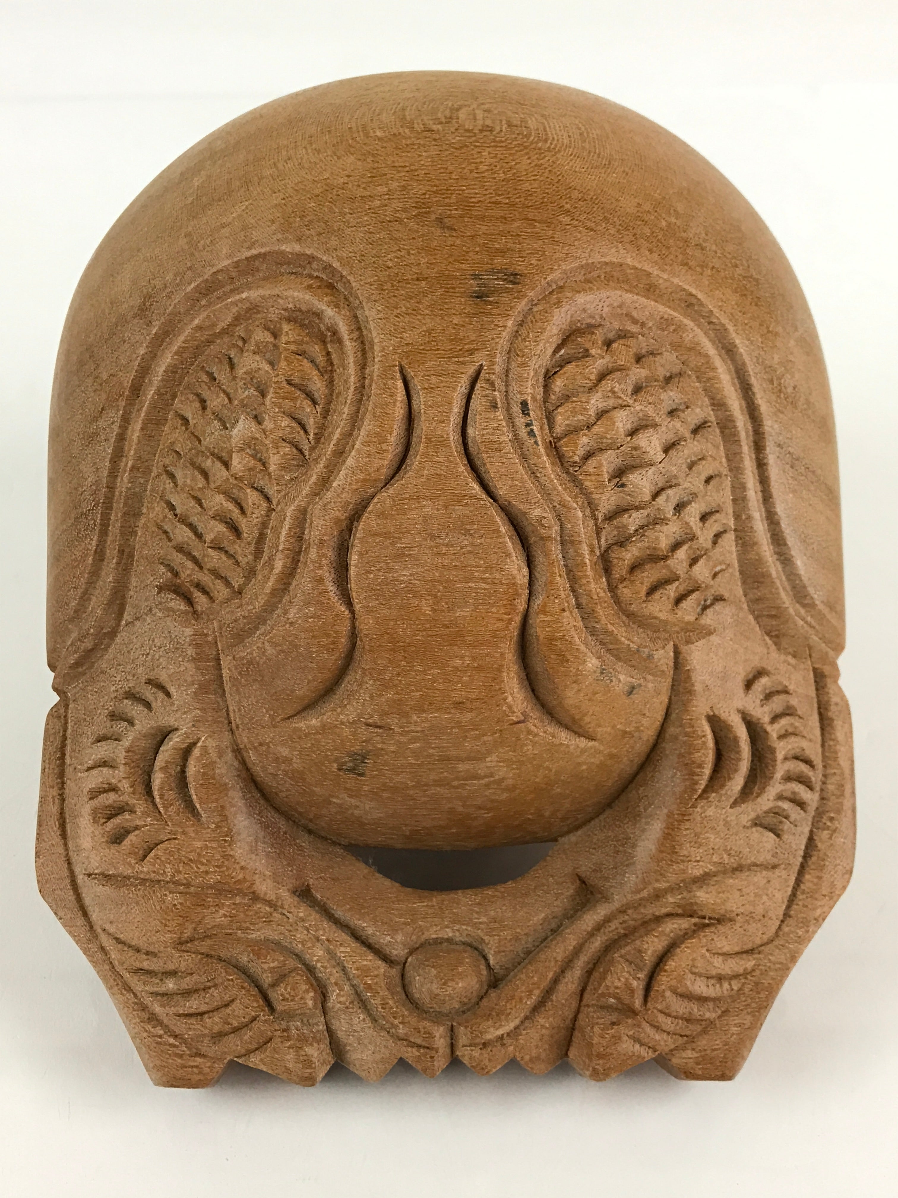 Japanese Wooden Drum Mokugyo Buddhist Altar Fitting Vtg Carving BU815