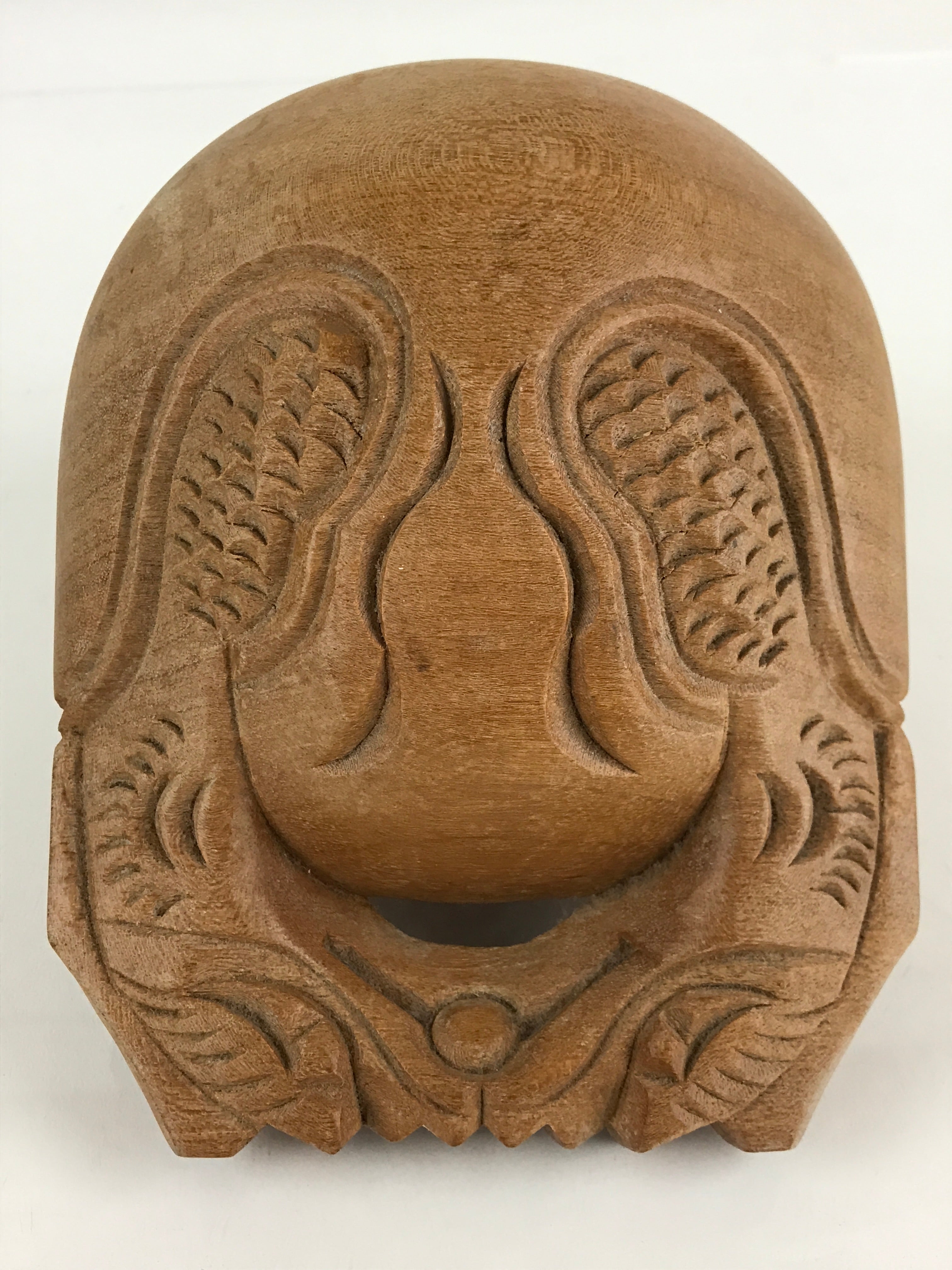 Japanese Wooden Drum Mokugyo Buddhist Altar Fitting Vtg Carving BU815