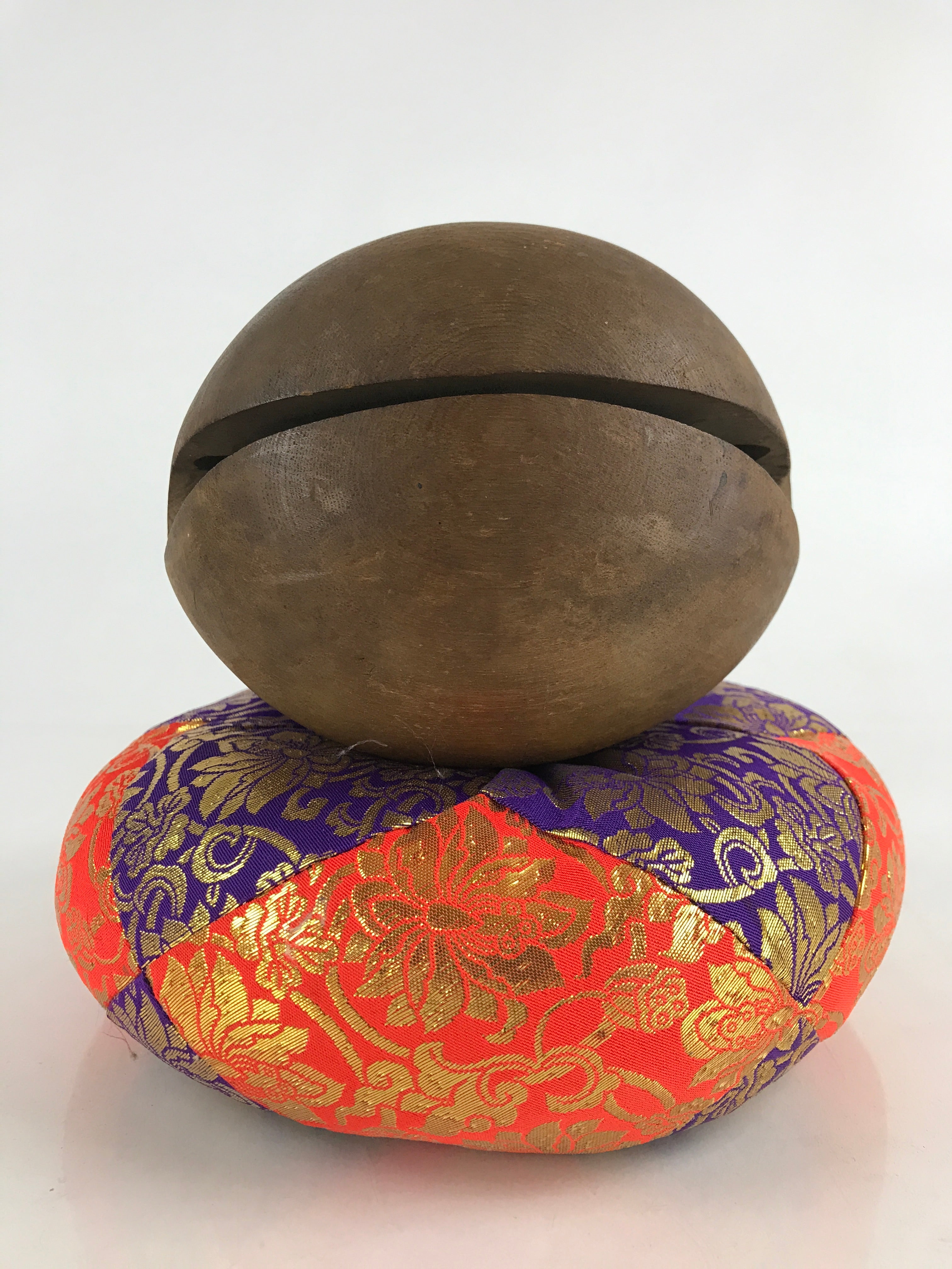 Japanese Wooden Drum Mokugyo Buddhist Altar Fitting Vtg Carving Butsugu BU887