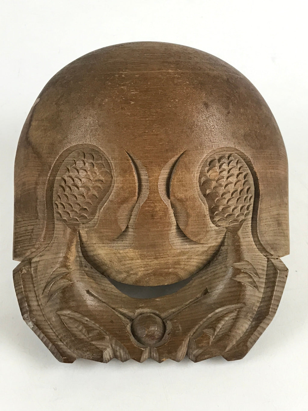 Japanese Wooden Drum Mokugyo Buddhist Altar Fitting Vtg Carving Butsugu BU887