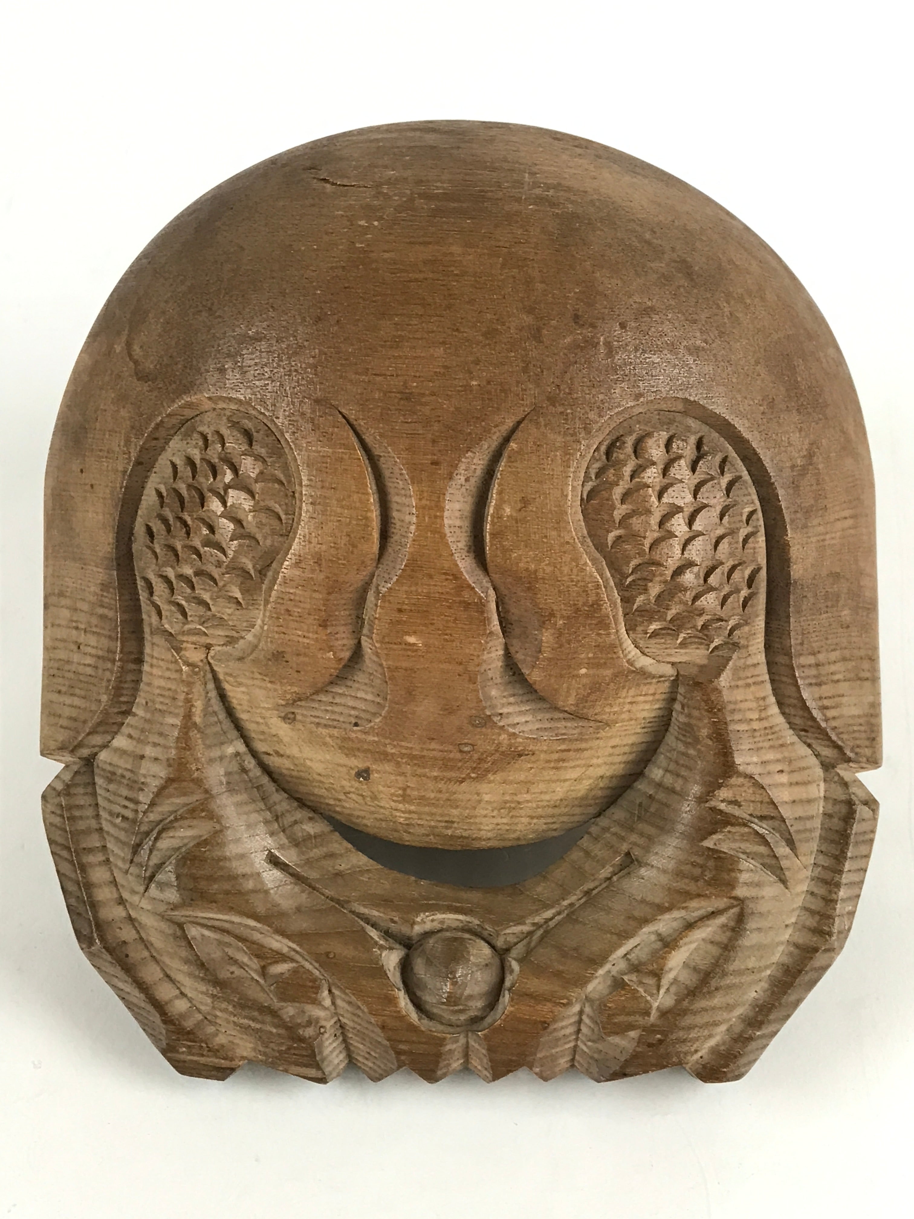 Japanese Wooden Drum Mokugyo Buddhist Altar Fitting Vtg Carving Butsugu BU887
