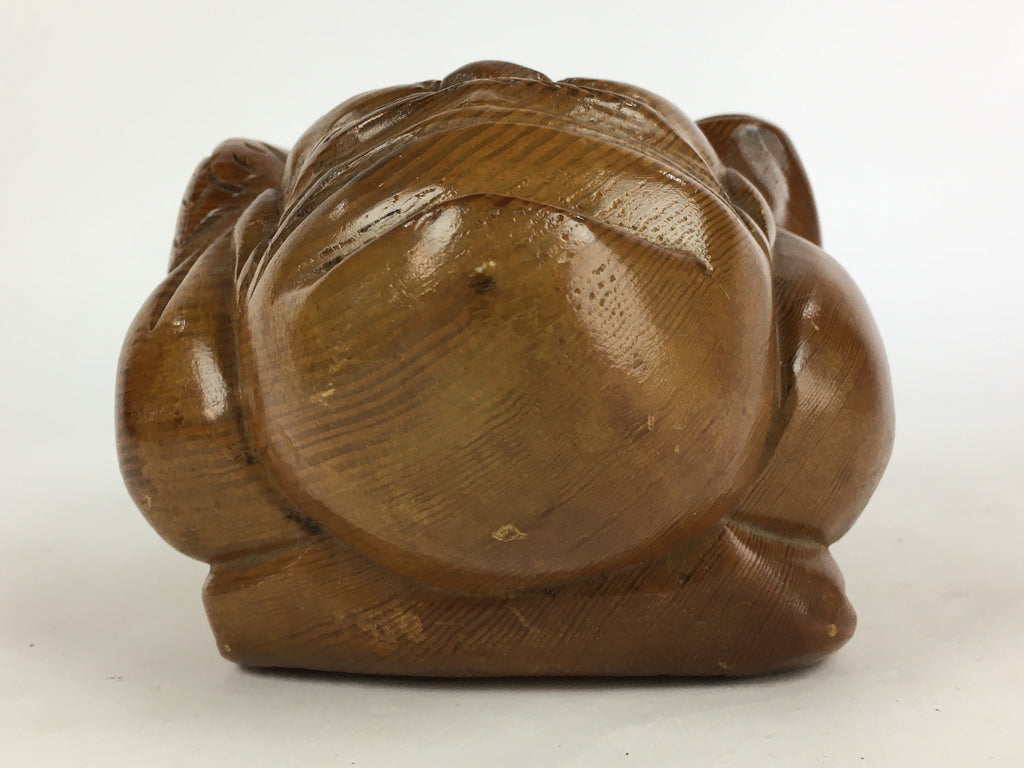 Japanese Wooden Ebisu Statue Vtg Wood Carving 7 Lucky Gods Brown BD818