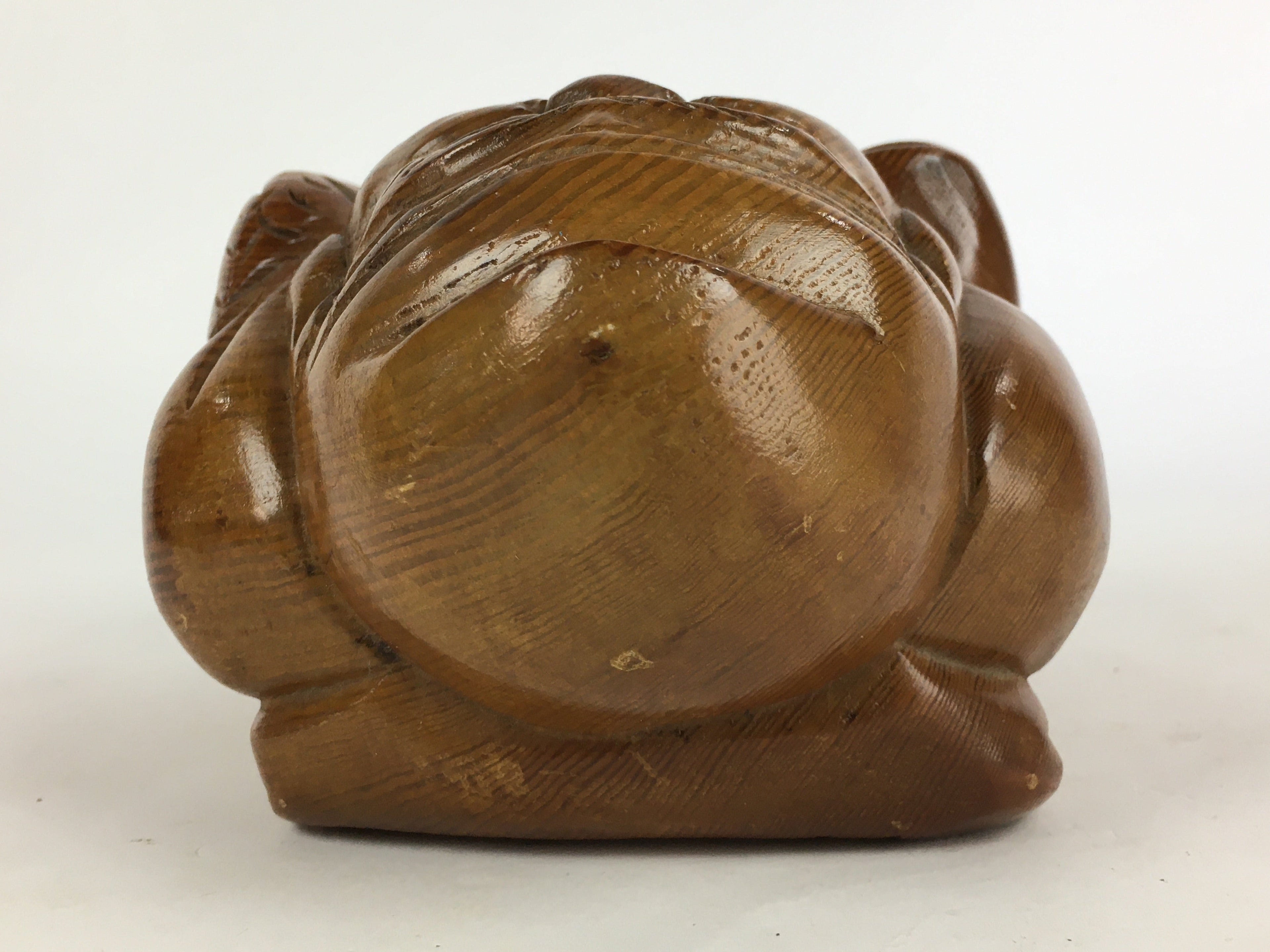 Japanese Wooden Ebisu Statue Vtg Wood Carving 7 Lucky Gods Brown BD818