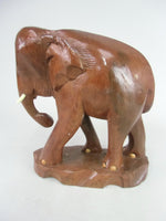 Japanese Wooden Elephant Statue Brown Walking Carving Brown Vtg Okimono BD336