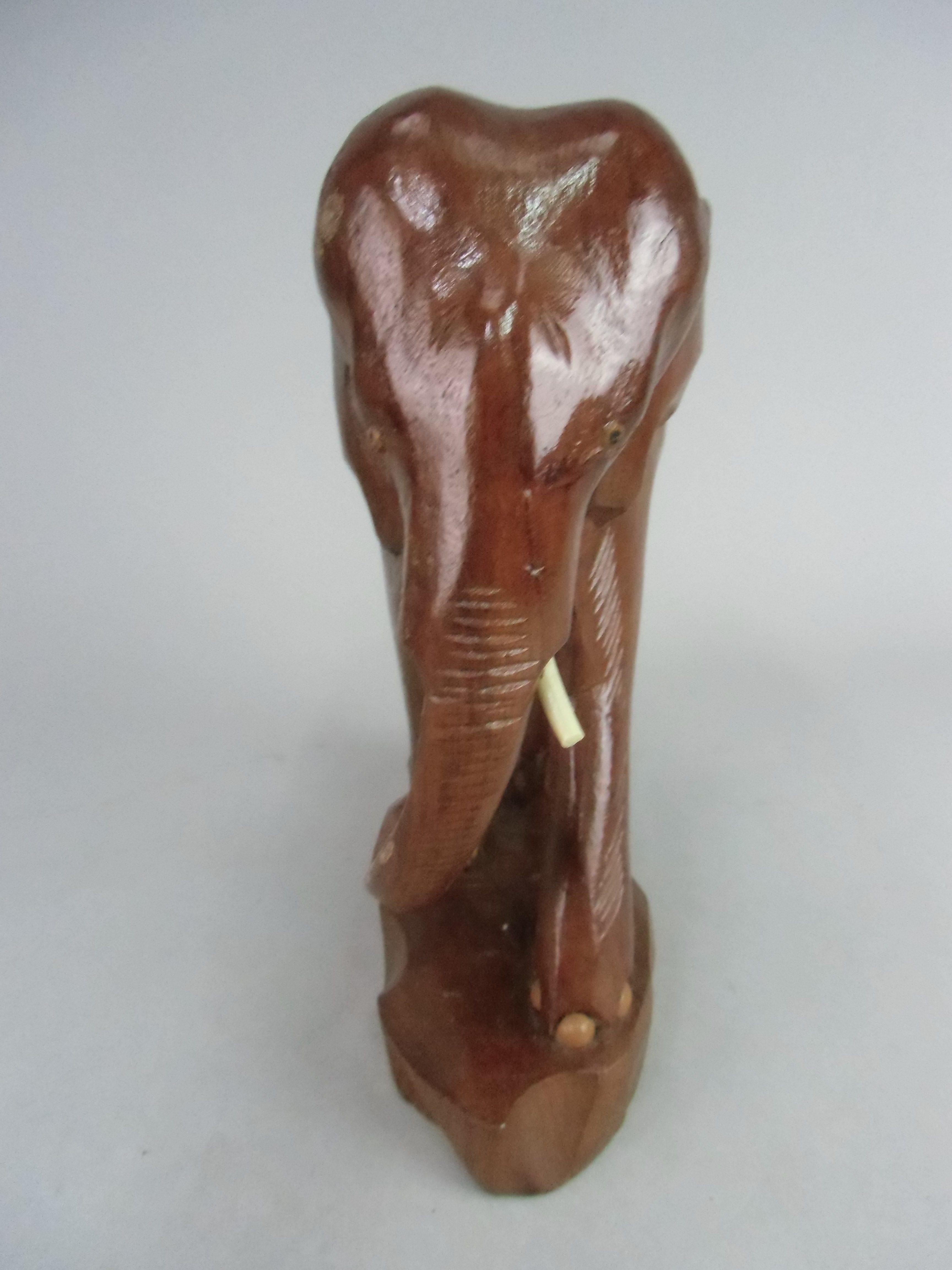 Japanese Wooden Elephant Statue Brown Walking Carving Brown Vtg Okimono BD336