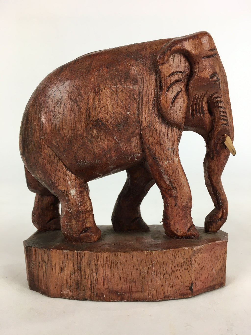 Japanese Wooden Elephant Statue Vtg Wood Carving Hand-Crafted Brown BD819