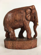 Japanese Wooden Elephant Statue Vtg Wood Carving Hand-Crafted Brown BD819